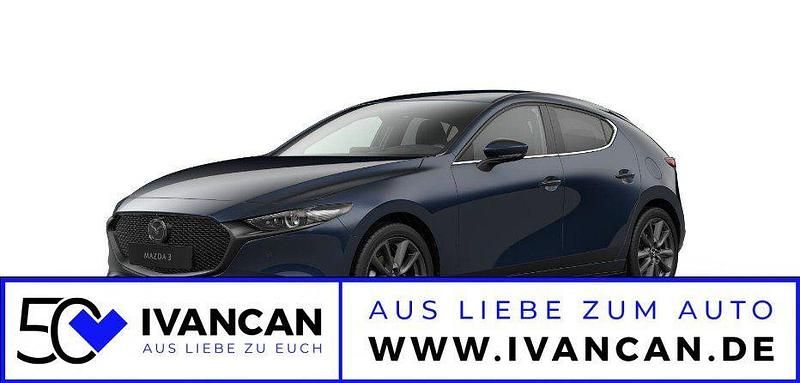 Deep crystal blue Neu 2025 Mazda 3 Exclusive-Line Limousine | 31.350 € - Bild 1/4