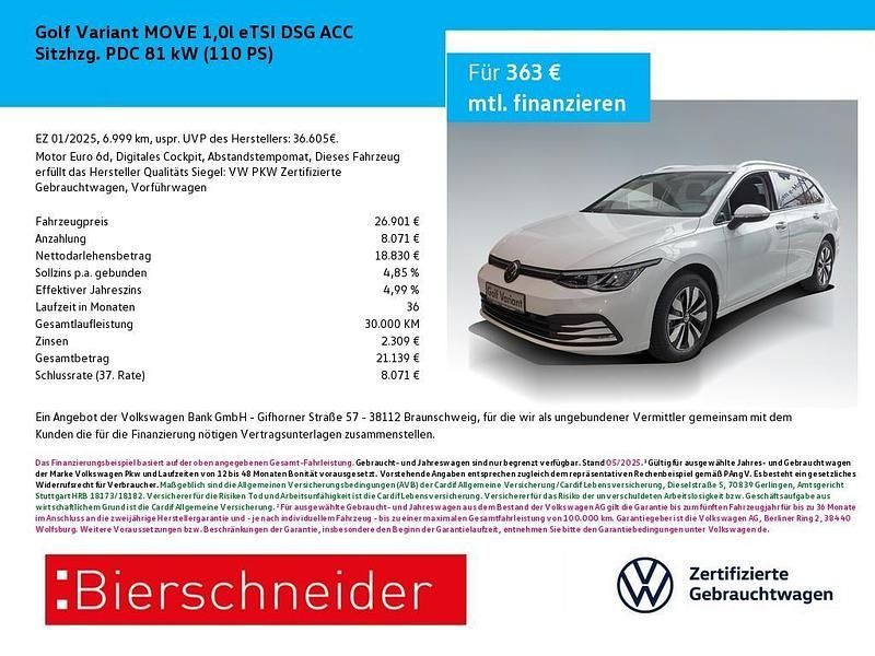 Weiß Gebraucht 2025 VW Golf VIII Move Kombi | 26.901 € (Fairer Preis) - Bild 1/4