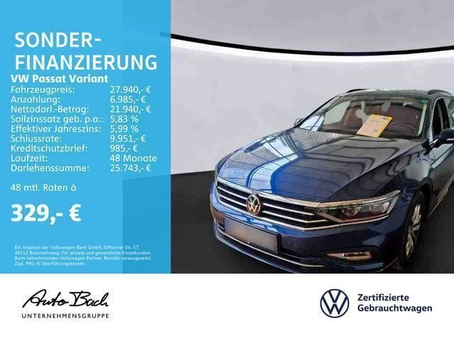 Blau (aquamarinblau metallic) Gebraucht 2023 VW Passat Business Kombi | 27.940 € (Guter Preis) - Bild 1/4