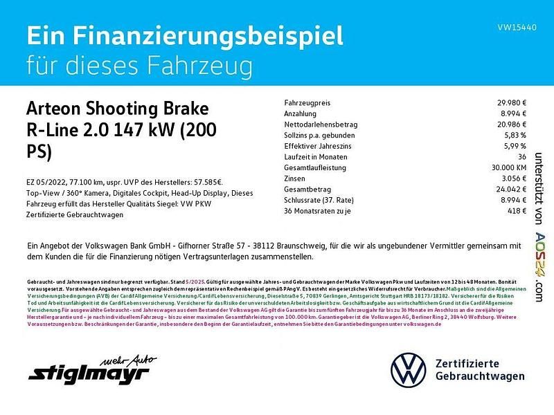 Gebraucht VW Arteon R-line 200 PS (147 kW) 2022 Mondsteingrau Kombi