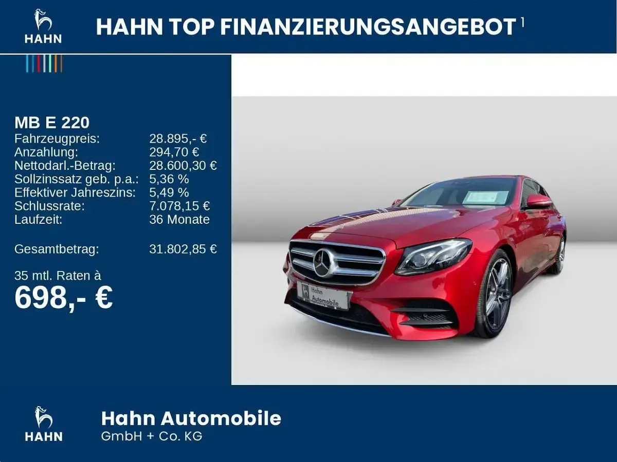 Gebraucht Mercedes E220 AMG line 194 PS (142 kW) 2019 Hyazinthrot  metalliclack Limousine