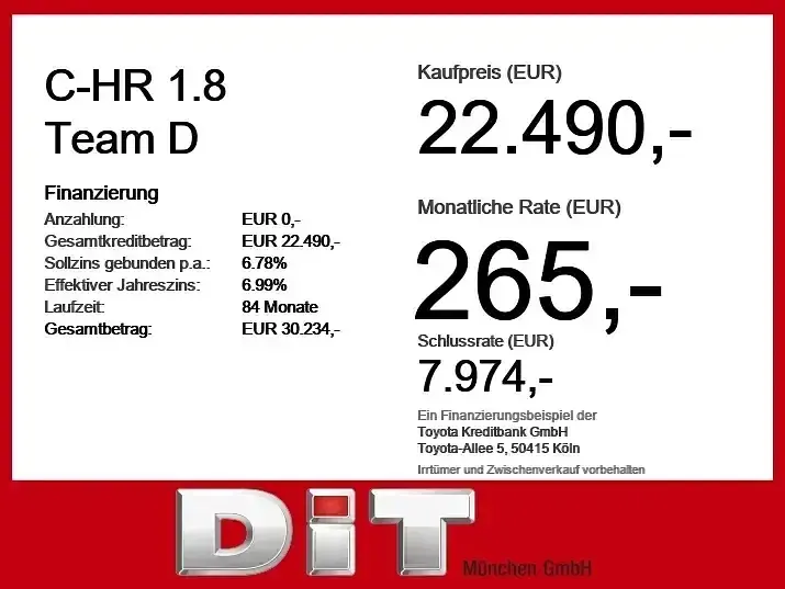 Gebraucht Toyota C-HR Team 122 PS (89 kW) 2023 Black mica / ink SUV