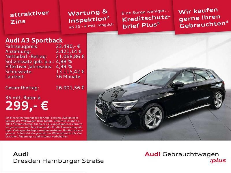 Mythosschwarz metallic Gebraucht 2021 Audi A3 Ambiente Limousine | 23.490 € (Etwas zu teuer) - Bild 1/3
