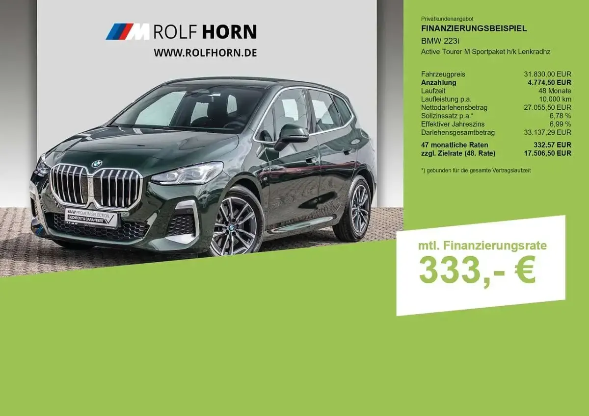 Gebraucht BMW 223 Active Tourer M Sport 218 PS (160 kW) 2023 Sanremo green Van / Kleinbus