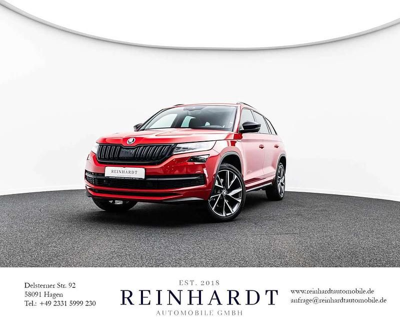 Velvet rot metallic Gebraucht 2020 Skoda Kodiaq SportLine SUV | 30.270 € (Etwas zu teuer) - Bild 1/3