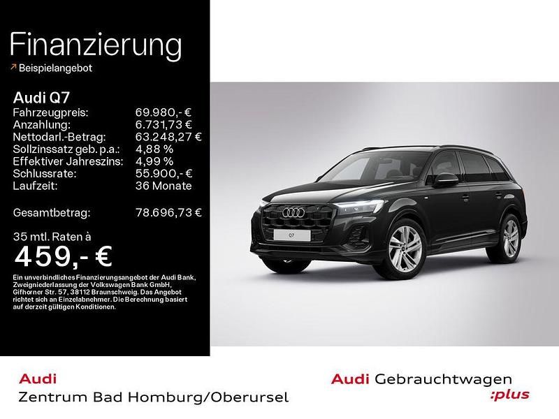 Mythosschwarz metallic Gebraucht 2024 Audi Q7 S-Line SUV | 69.980 € (Superpreis) - Bild 1/3