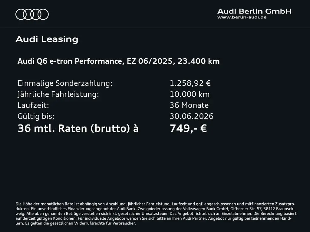 Gebraucht Audi Q6 e-tron Performance 225 kW (306 PS) 2025 Magnetgrau SUV