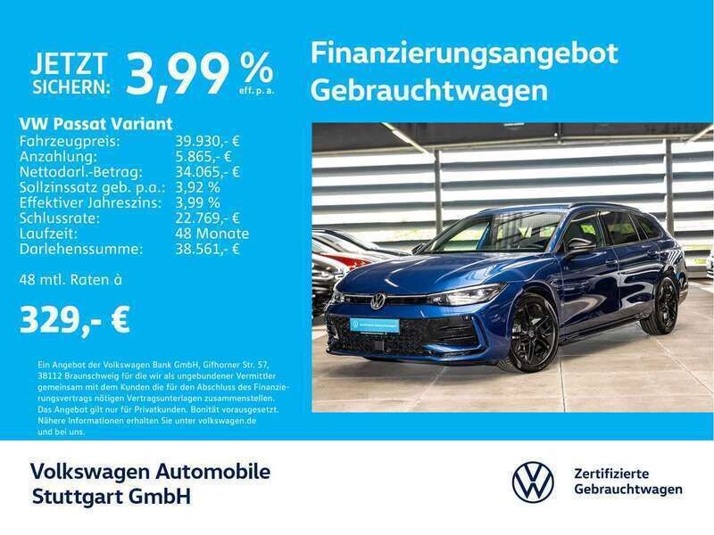 Gebraucht VW Passat R-line 150 PS (110 kW) 2024 Reef blue metallic Kombi