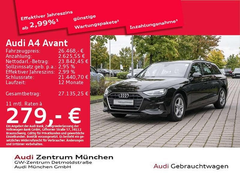 Brillantschwarz Gebraucht 2023 Audi A4 Sport Kombi | 26.468 € (Fairer Preis) - Bild 1/2