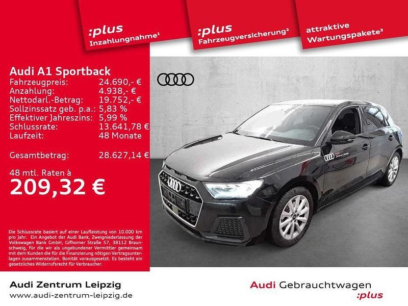 Mythosschwarz metallic Gebraucht 2024 Audi A1 Sportback Advanced Kleinwagen | 24.690 € (Guter Preis) - Bild 1/3