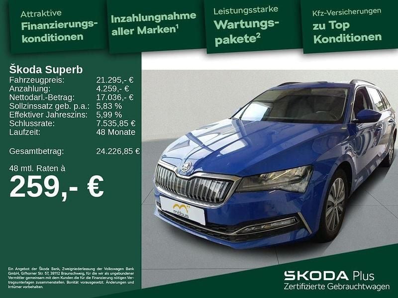 Blau Gebraucht 2021 Skoda Superb Ambition Kombi | 21.295 € (Superpreis) - Bild 1/4