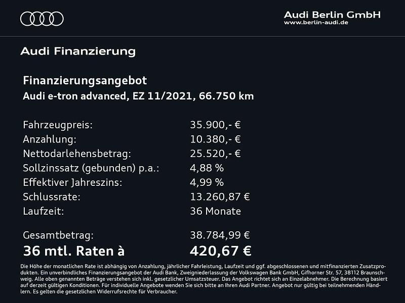 Gebraucht Audi e-tron Ambiente 300 kW (408 PS) 2021 Siambeige metallic SUV