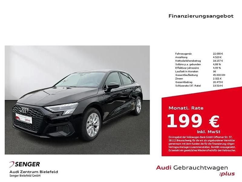 Schwarz Gebraucht 2022 Audi A3 Sportback e-tron Kleinwagen | 22.680 € (Superpreis) - Bild 1/1