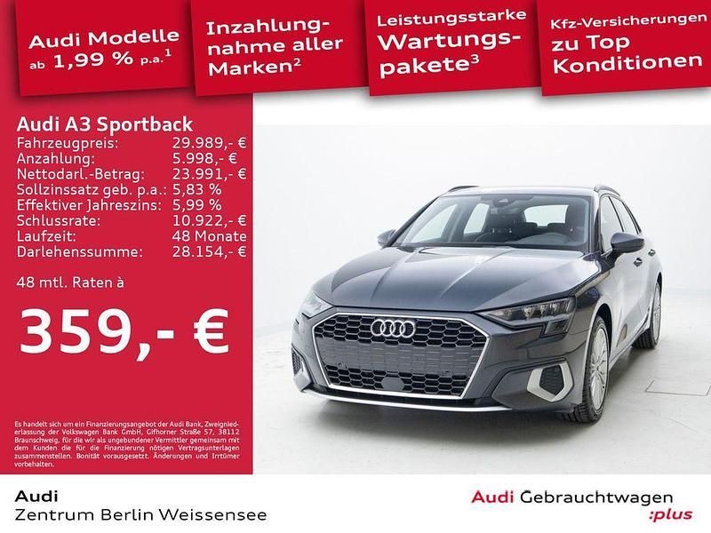 Grau Gebraucht 2024 Audi A3 Sportback Limousine | 29.989 € (Guter Preis) - Bild 1/4