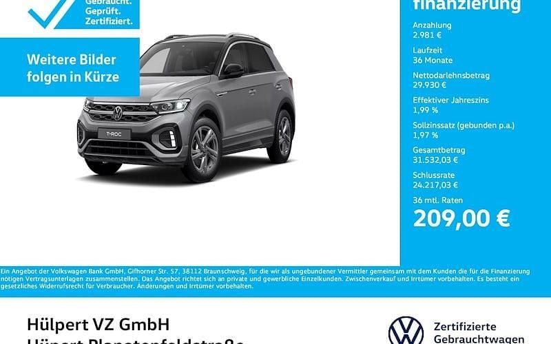 Indiumgrau metallic/schwarz Gebraucht 2025 VW T-Roc R-line SUV | 32.911 € (Superpreis) - Bild 1/4