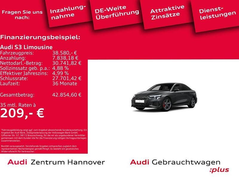 6y daytonagrau perleffekt (metallic) Gebraucht 2022 Audi S3 Ambiente Limousine | 38.580 € (Fairer Preis) - Bild 1/4