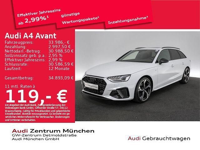 Gletscherweiß metallic Gebraucht 2023 Audi A4 S-Line Kombi | 33.986 € (Fairer Preis) - Bild 1/2