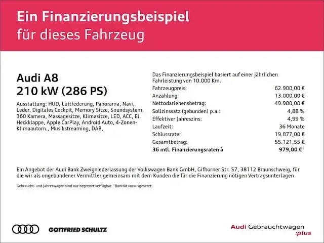 Gebraucht Audi A8L Ambiente 286 PS (210 kW) 2024 Brillantschwarz Limousine
