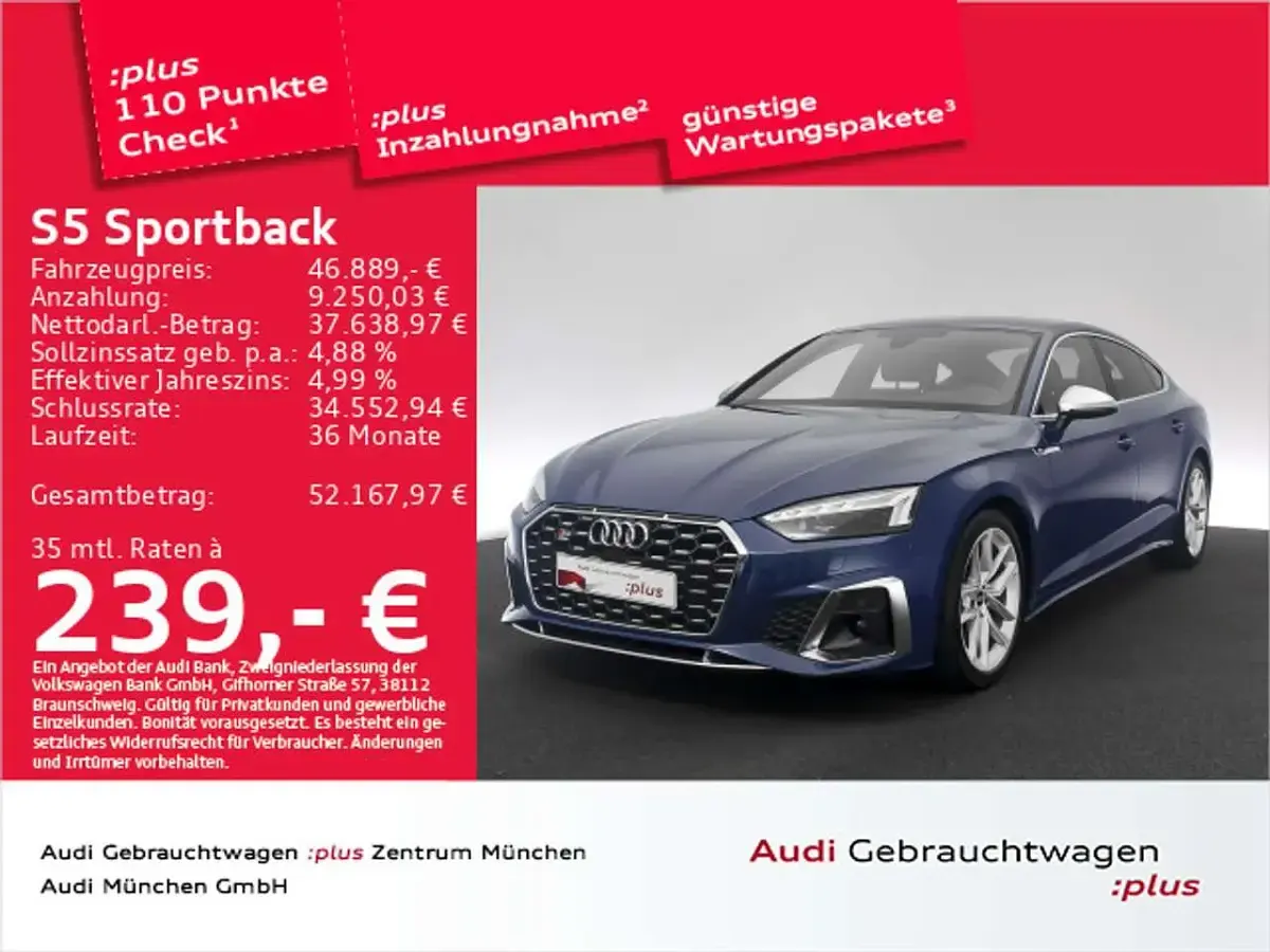 Usata Audi S5 341 CV (250 kW) 2023 Blu Coupé