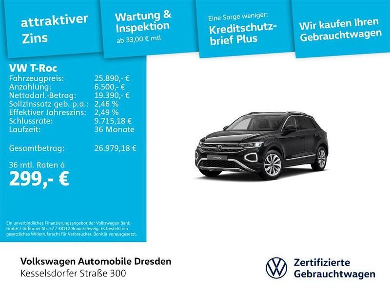 Schwarz Gebraucht 2024 VW T-Roc Style SUV | 25.890 € (Fairer Preis) - Bild 1/4