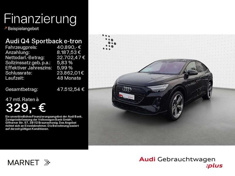 Mythosschwarz metallic Gebraucht 2023 Audi Q4 e-tron S-Line SUV | 40.890 € (Fairer Preis) - Bild 1/4