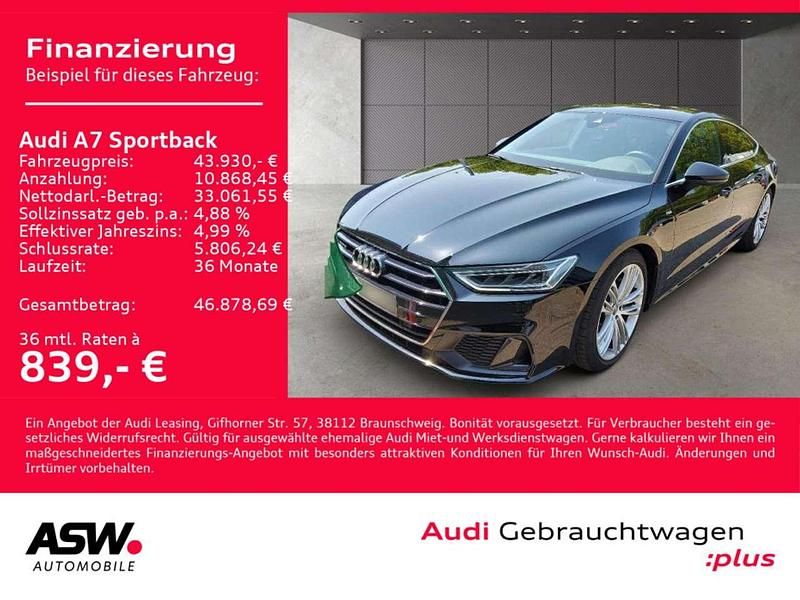 Brillantschwarz Gebraucht 2019 Audi A7 S-Line Limousine | 43.930 € (Fairer Preis) - Bild 1/4