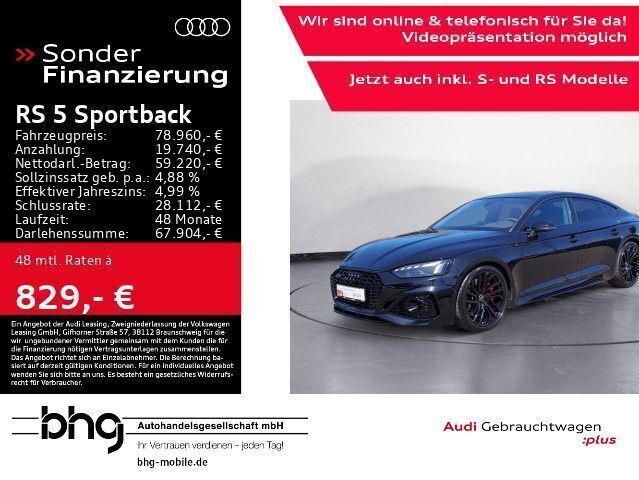 Mythosschwarz metallic Gebraucht 2024 Audi RS5 Sportback Ambiente Coupé | 78.960 € (Superpreis) - Bild 1/4