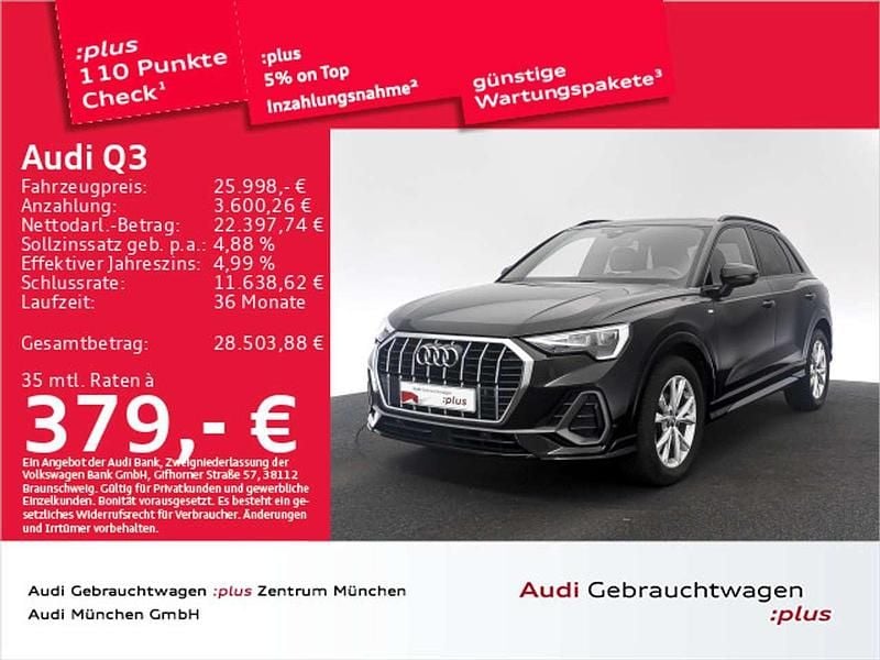 Mythosschwarz metallic Gebraucht 2020 Audi Q3 S-Line SUV | 25.998 € (Guter Preis) - Bild 1/1