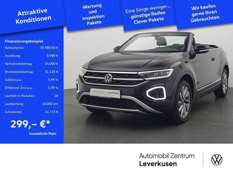 Schwarz / deep black (metallic) Gebraucht 2024 VW T-Roc Cabriolet Cabrio | 34.980 € (Fairer Preis) - Bild 1/4