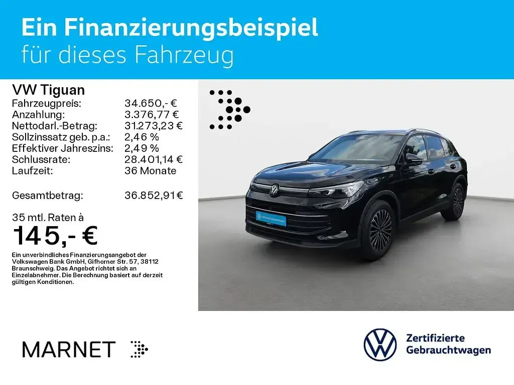 Gebraucht VW Tiguan Goal 150 PS (110 kW) 2025 Grenadillschwarz metallic SUV
