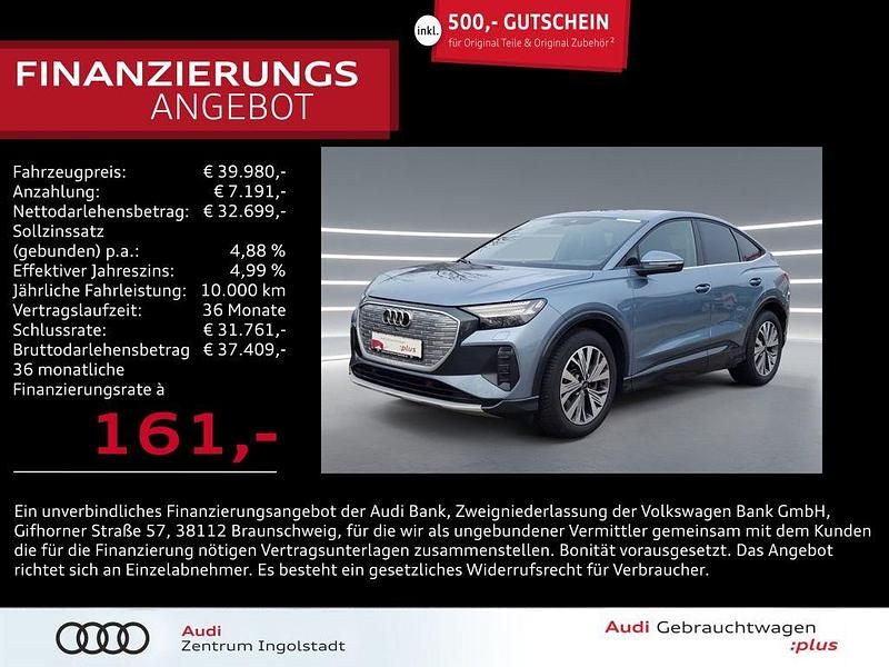 Geysirblau metallic Gebraucht 2023 Audi Q4 Sportback e-tron Ambiente SUV | 39.890 € (Fairer Preis) - Bild 1/2