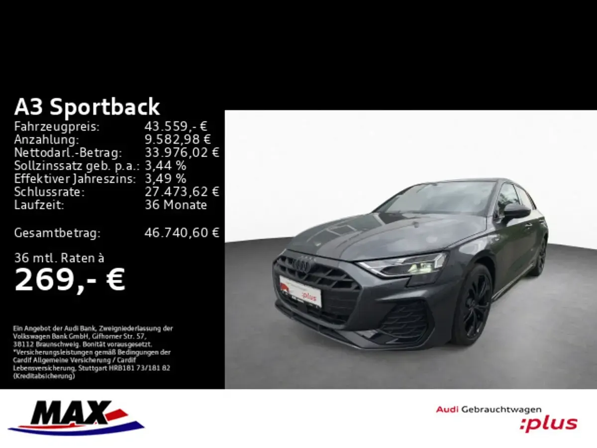 Usata Audi A3 Sportback e-tron S-Line 204 CV (150 kW) 2025 Grigio Utilitaria