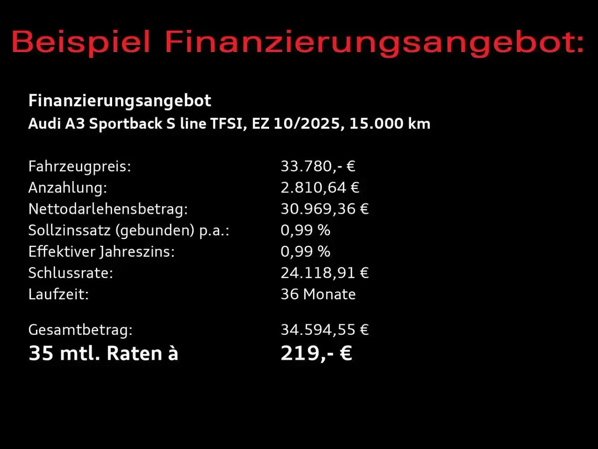 Gebraucht Audi A3 S-Line 150 PS (110 kW) 2025 Mythosschwarz metallic Limousine
