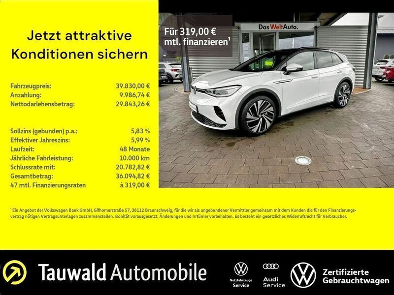 Gletscherweiß metallic Gebraucht 2022 VW ID.4 GTX SUV | 39.830 € (Fairer Preis) - Bild 1/4