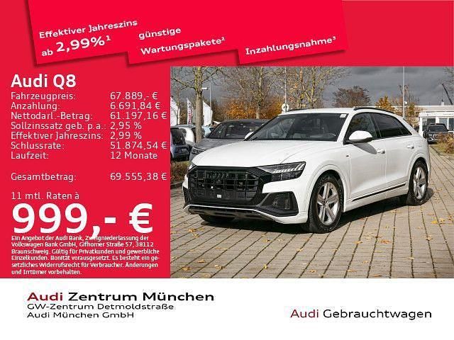 Gletscherweiß metallic Gebraucht 2022 Audi Q8 S-Line SUV | 67.889 € (Fairer Preis) - Bild 1/2