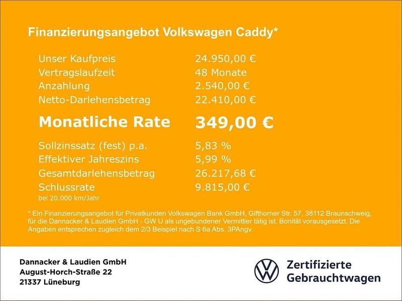 Gebraucht VW Caddy Basis 122 PS (89 kW) 2022 Candyweiß Van / Kleinbus