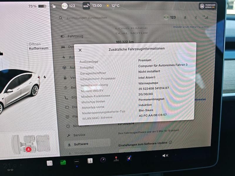 Gebraucht Tesla Model 3 Long Range AWD 366 kW (498 PS) 2021 Pearl white multicoat Limousine