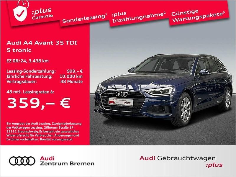 Navarrablau metallic Gebraucht 2024 Audi A4 Basis Kombi | 35.960 € (Etwas zu teuer) - Bild 1/4