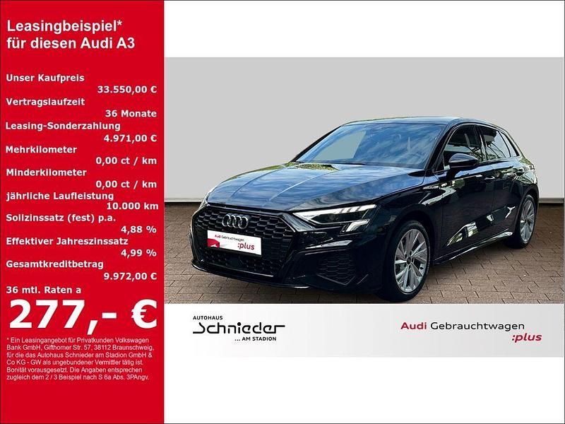 Schwarz Gebraucht 2024 Audi A3 Sportback S-Line Limousine | 33.550 € (Superpreis) - Bild 1/4