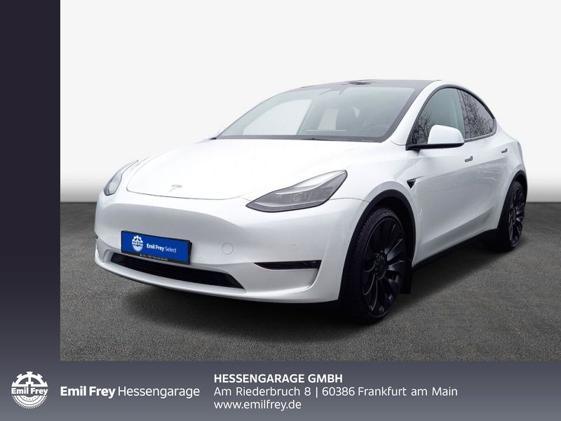 Pearl white multicoat Gebraucht 2022 Tesla Model Y Performance SUV | 48.950 € (Teuer) - Bild 1/3