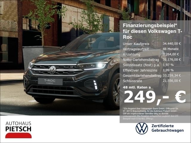 Schwarz Gebraucht 2024 VW T-Roc Cabriolet R-line Cabrio | 34.440 € (Fairer Preis) - Bild 1/3
