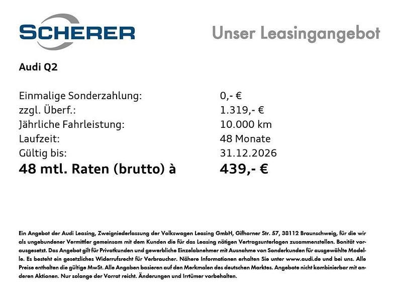 Neu Audi Q2 150 PS (110 kW) 2026 Schwarz SUV
