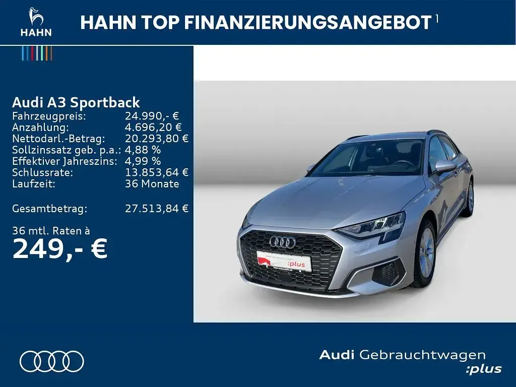 Używany Audi A3 Basis 116 KM (85 kW) 2024 Srebrny Sedan/Limuzyna