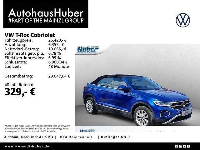 Ravennablau schwarz Gebraucht 2024 VW T-Roc Cabriolet Style Cabrio | 25.420 € (Superpreis) - Bild 1/4