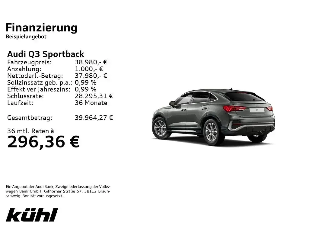Gebraucht Audi Q3 Sportback S-Line 150 PS (110 kW) 2025 Chronosgrau metallic SUV