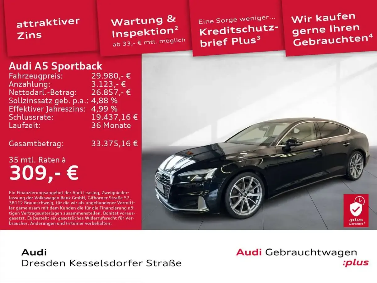Second-hand Audi A5 Advanced 204 CP (150 kW) 2022 Negru Coupe