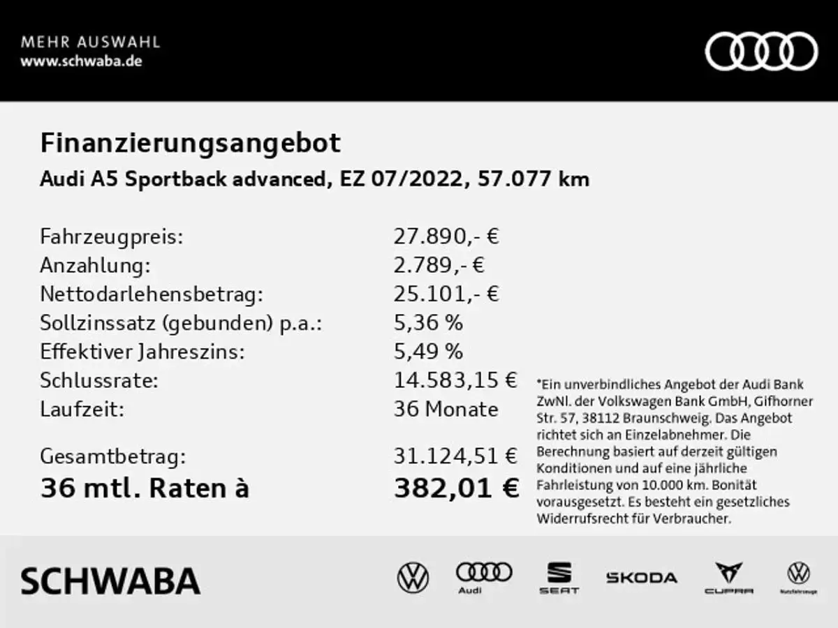 Gebraucht Audi A5 Advanced Plus 163 PS (119 kW) 2022 Florettsilber metallic Coupé