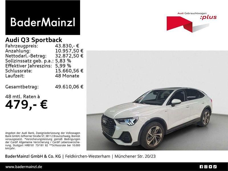 Gletscherweiß metallic Gebraucht 2025 Audi Q3 Sportback S-Line SUV | 43.830 € (Fairer Preis) - Bild 1/3
