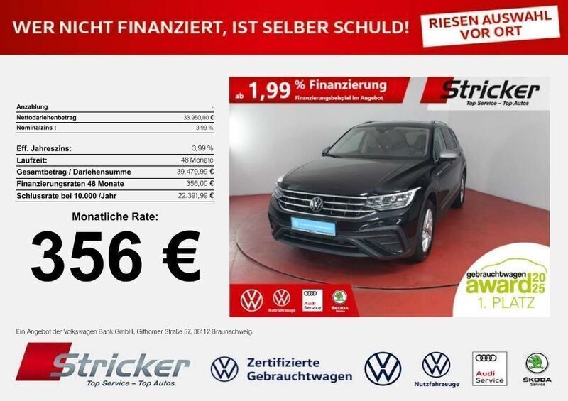 Schwarz Gebraucht 2024 VW Tiguan Allspace Life SUV | 33.949 € (Superpreis) - Bild 1/2