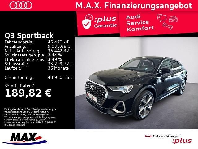 Mythosschwarz metallic Gebraucht 2024 Audi Q3 Sportback S-Line SUV | 45.479 € (Fairer Preis) - Bild 1/3